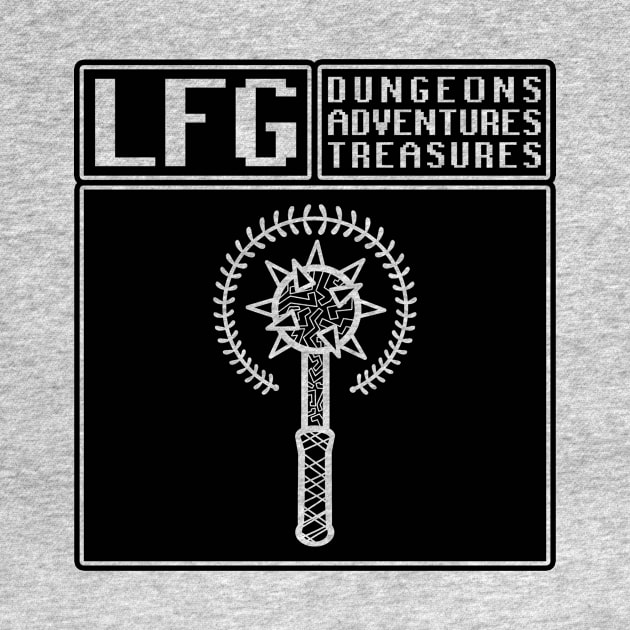 LFG Looking For Group Cleric Priest Mace Screen Dungeon Tabletop RPG TTRPG by GraviTeeGraphics